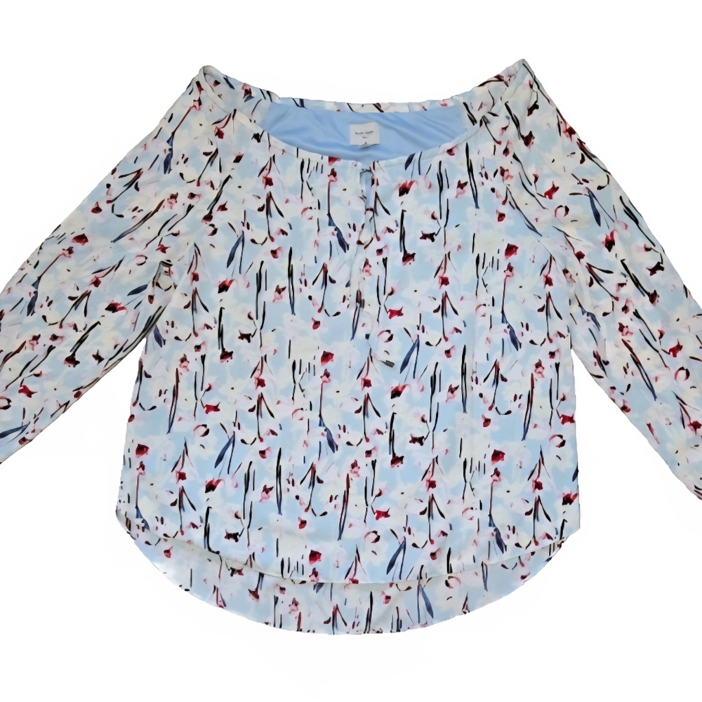 Haute Hippie Tribe Floral Blouse XL Open Shoulder Long Sleeve